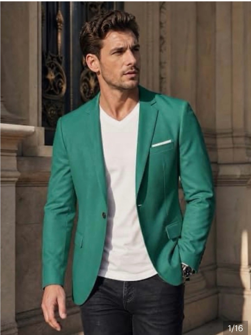 Lars Amadeus Men’s Emerald Green Blazer Sport Coat Jacket Size M
